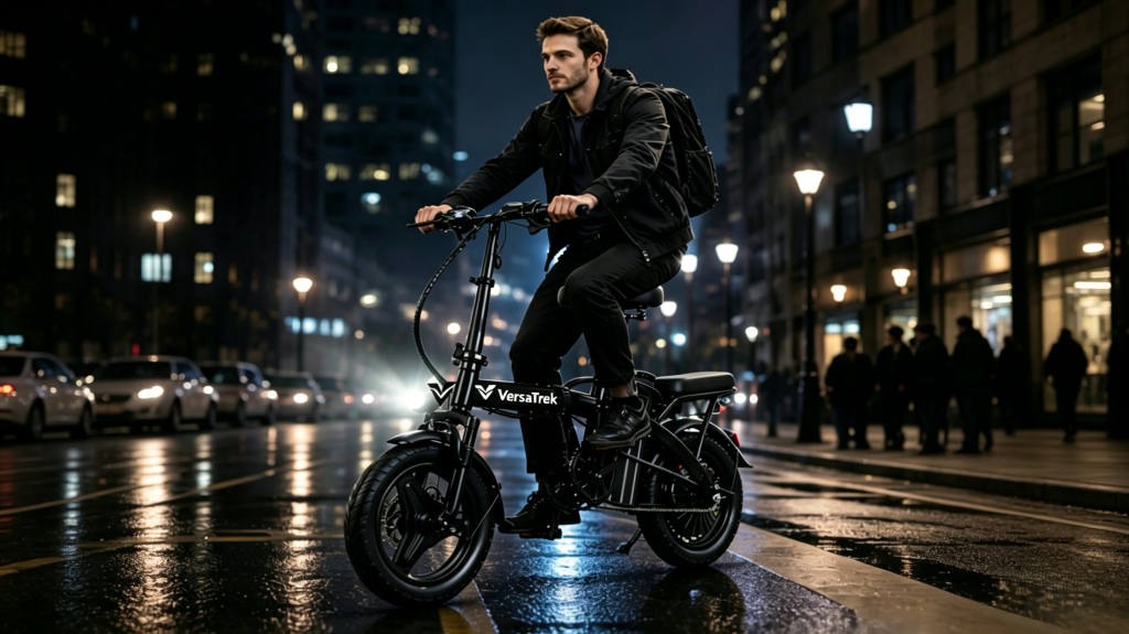 VersaTerk DD1 safety configuration: LED headlights, taillights, explosion-proof vacuum tires, safer riding at night