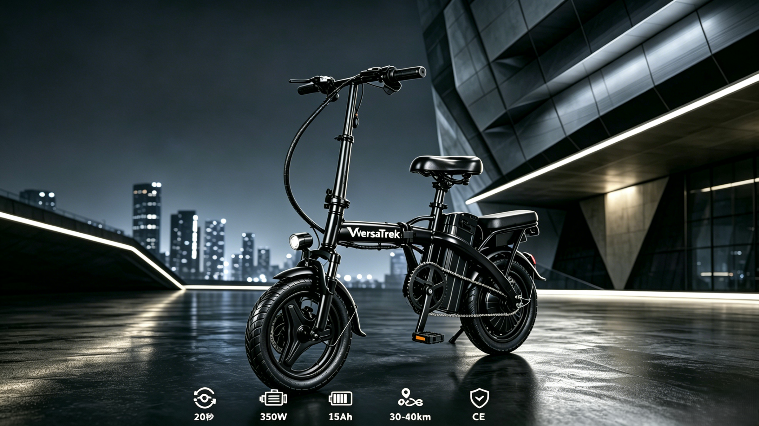VersaTerk DD1 15AH Folding Electric Bicycle-Urban Commuter Travel