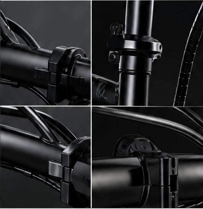 VersaTerk DD1 high-carbon steel frame details, frosted and scratch-resistant paint surface, double locking folding structure, strong and durable